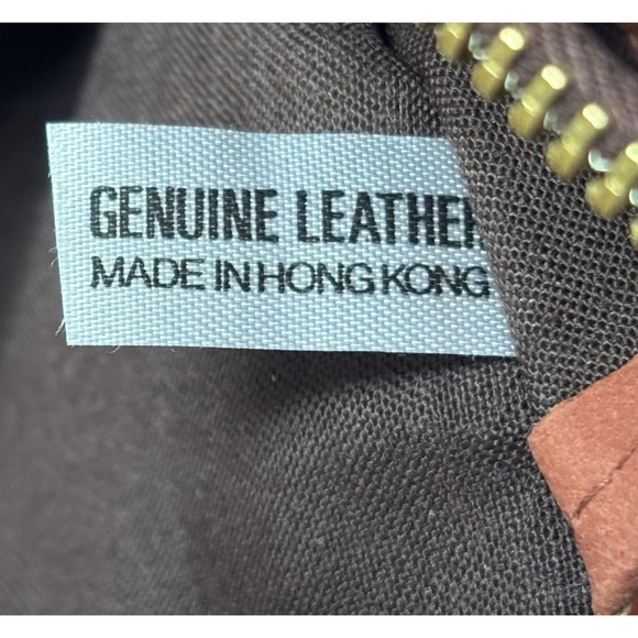 Vintage Leather 70s Clutch Purse Pouch Made in Hong Kong Retro Stripes Brown 7x5 - Picture 5 of 6